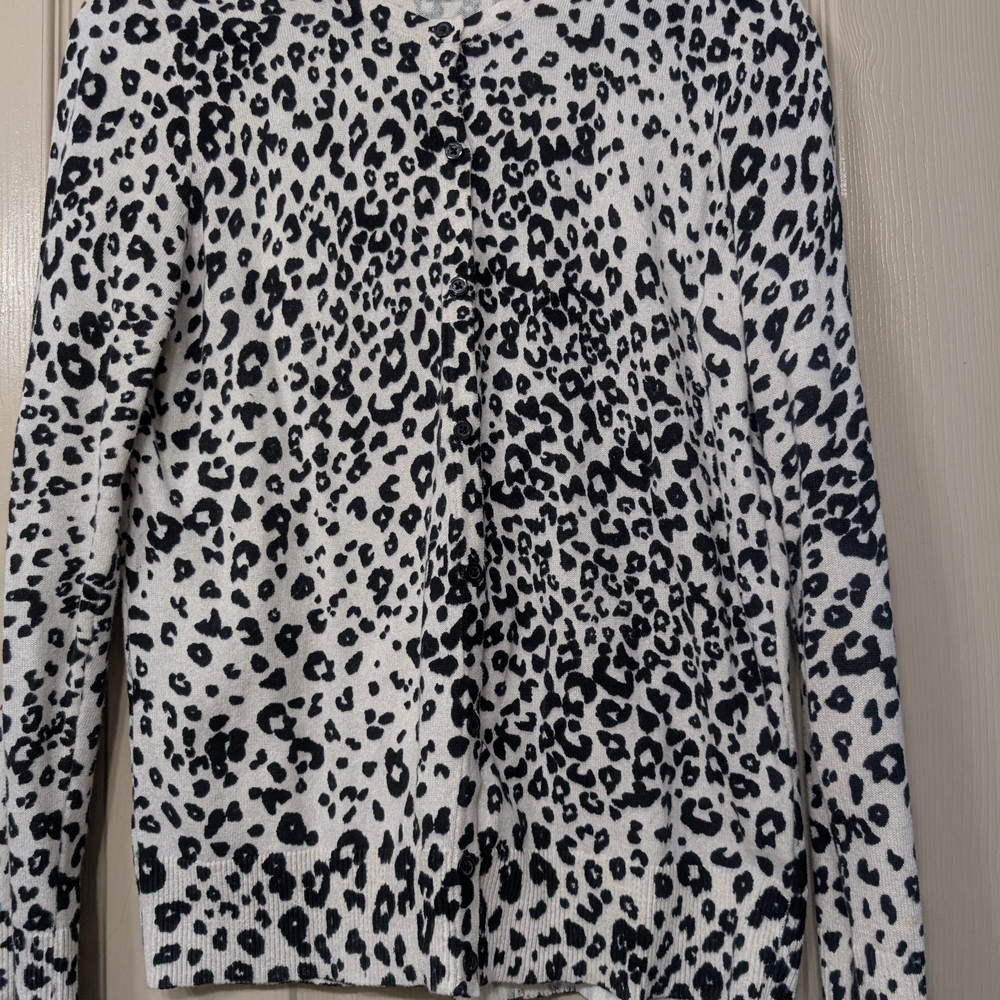 Craft & Barrow Leopard Print Sweater Cardigan